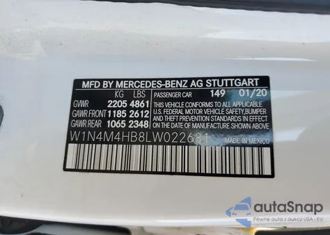 2020 Mercedes-Benz Glb 250 4Matic z USA, uszkodzony, nr VIN W1N4M4HB8LW022681